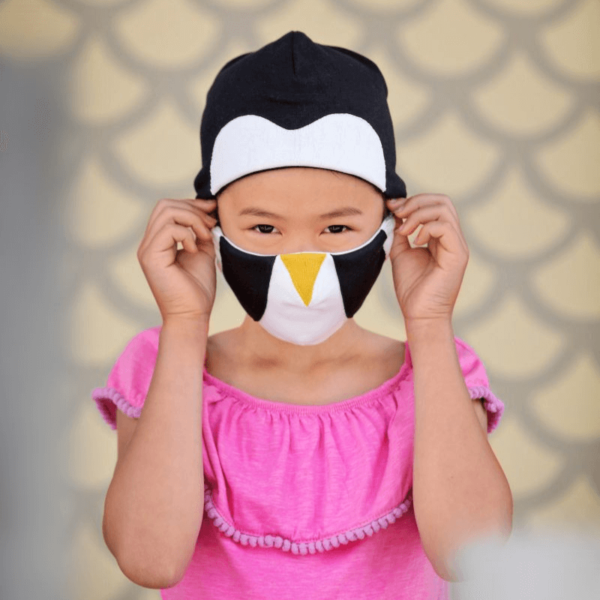 Kindermasken naehen Schnittmuster Pinguin