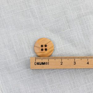 Klassischer 4-Loch-Knopf aus echtem Olivenholz, Größe: 15 mm