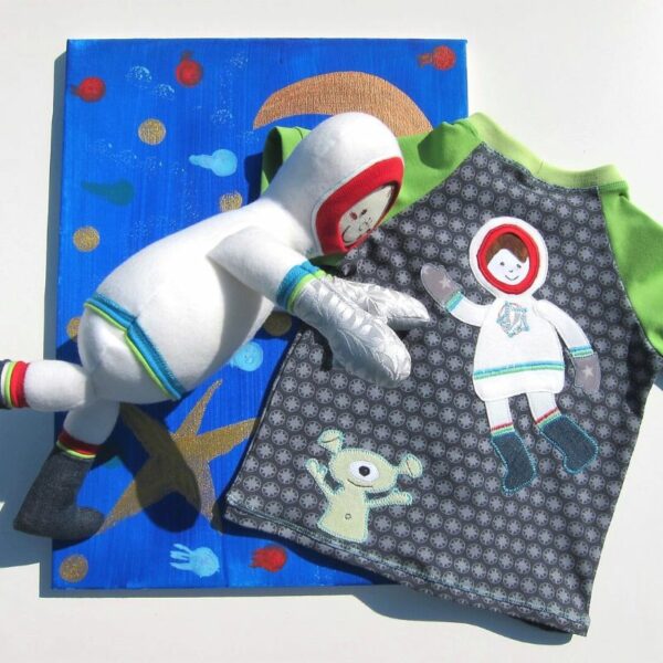 Schmusepüppchen Astronaut und passende Astronauten-Applikation