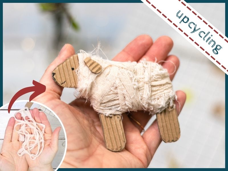 Upcycling-Idee: Schafe aus Stoffresten wickeln