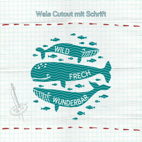 freche wale maritime plotterdatei mit schrift cutout